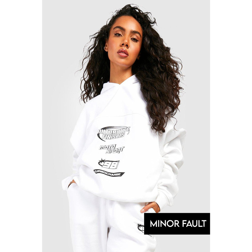 (Minor Fault) White Motocross Printed Hoodie | Montivo Pakistan