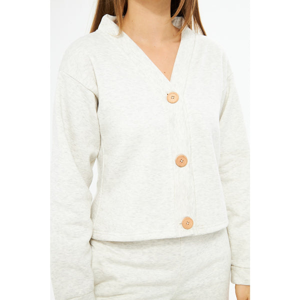 OffWhite Melange Button Down Cardigan | Montivo Pakistan