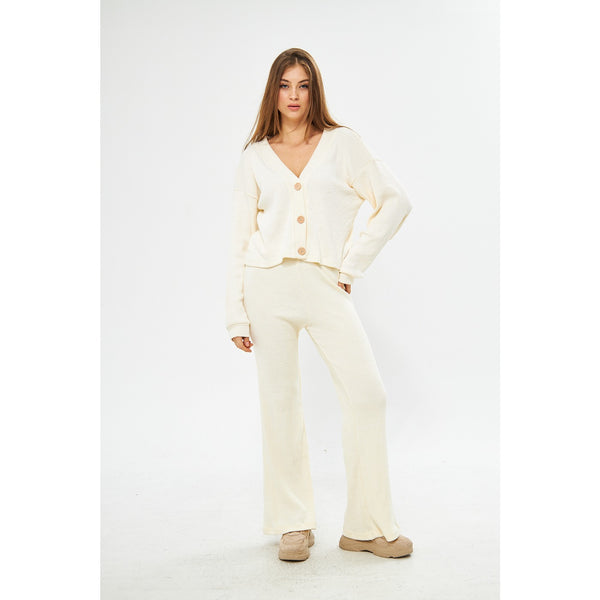 Lemon Waffle Knit Button Down Cardigan | Montivo Pakistan
