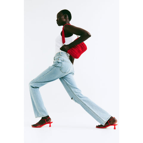 Light Blue Straight High Ripped Jeans | Montivo Pakistan