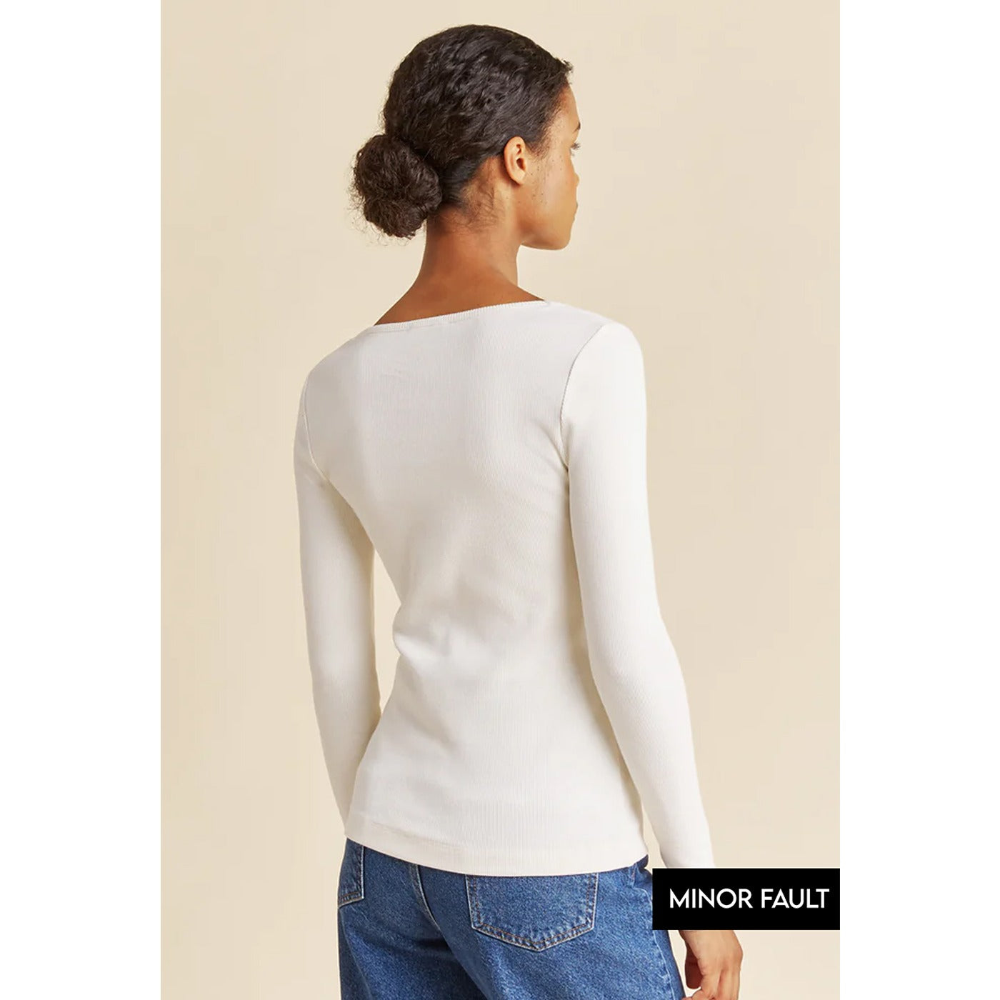 (Minor Fault) White Square Neck Rib Top | Montivo Pakistan