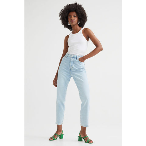 Light Blue Slim Mom High Jeans | Montivo Pakistan