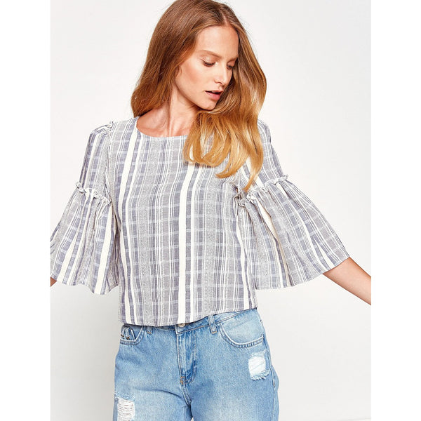 Ruffle Check Blouse | Montivo Pakistan