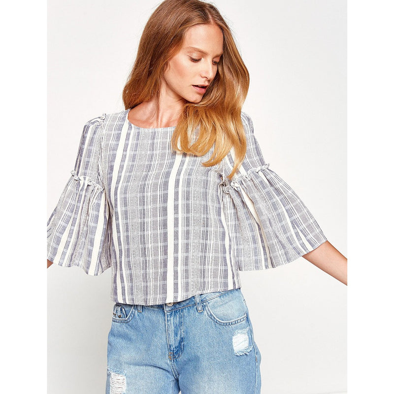 Ruffle Check Blouse | Montivo Pakistan