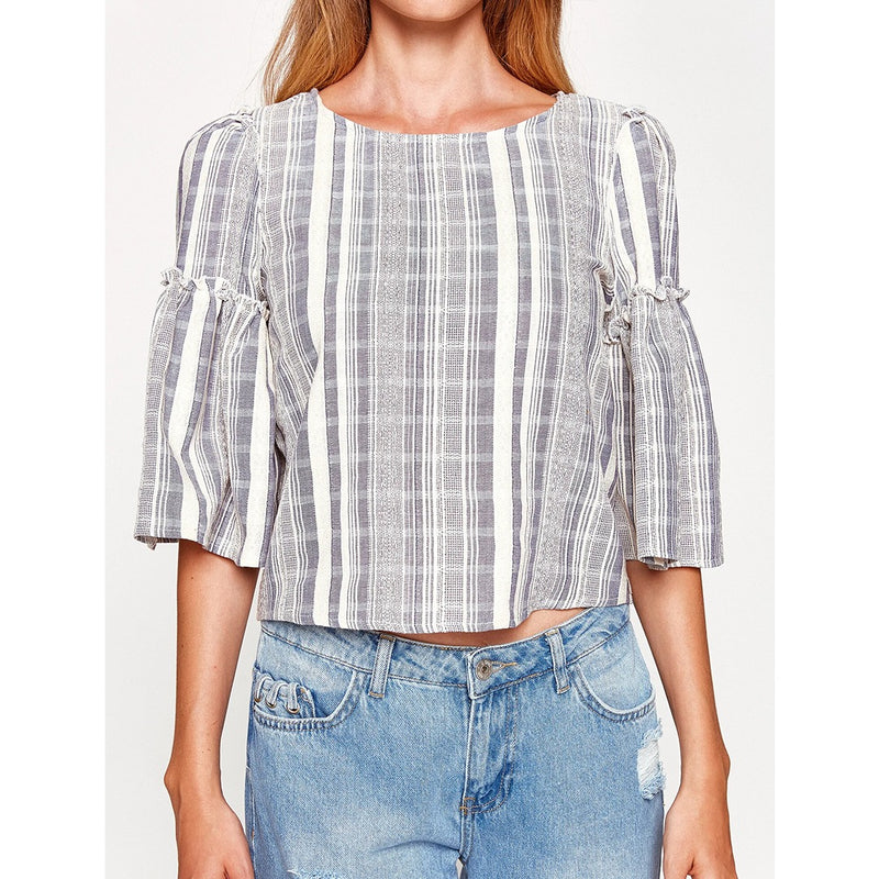 Ruffle Check Blouse | Montivo Pakistan