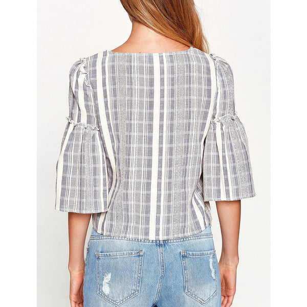 Ruffle Check Blouse | Montivo Pakistan