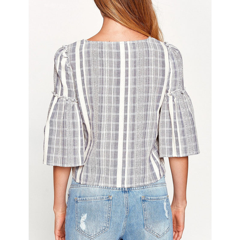 Ruffle Check Blouse | Montivo Pakistan