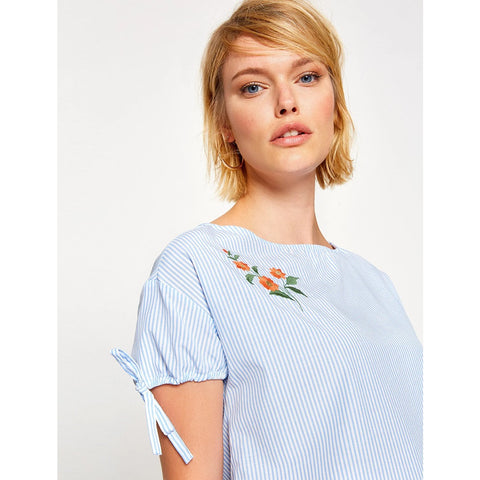 Crew Neck Embroidered Blouse | Montivo Pakistan