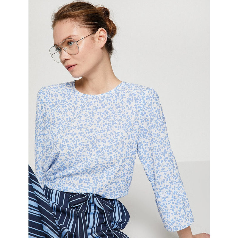 Light Blue Patterned Blouse | Montivo Pakistan