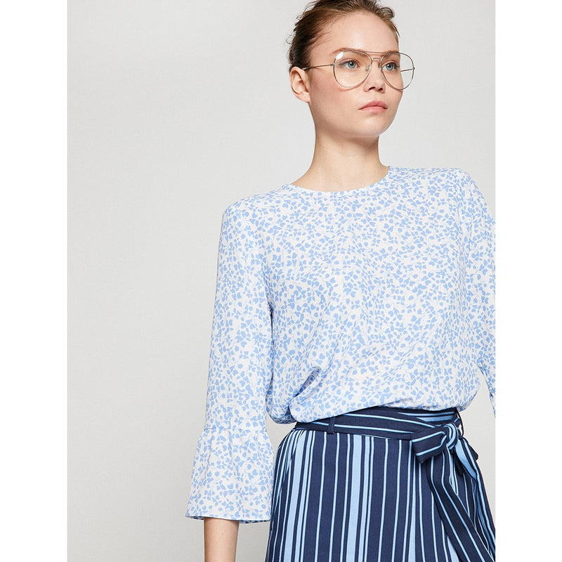 Light Blue Patterned Blouse | Montivo Pakistan