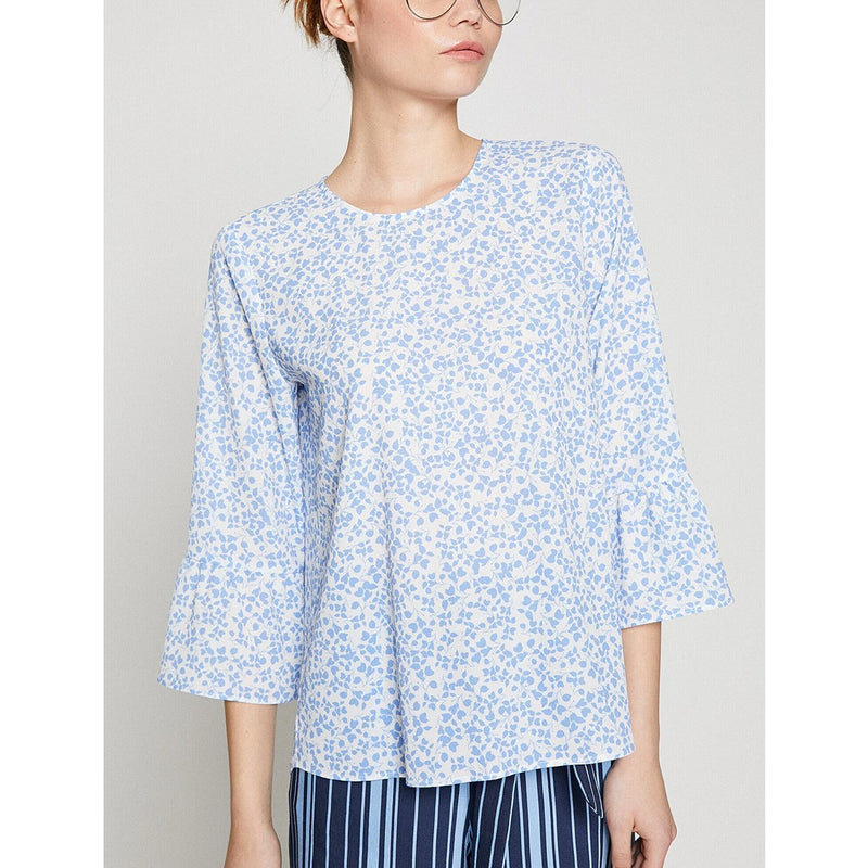 Light Blue Patterned Blouse | Montivo Pakistan