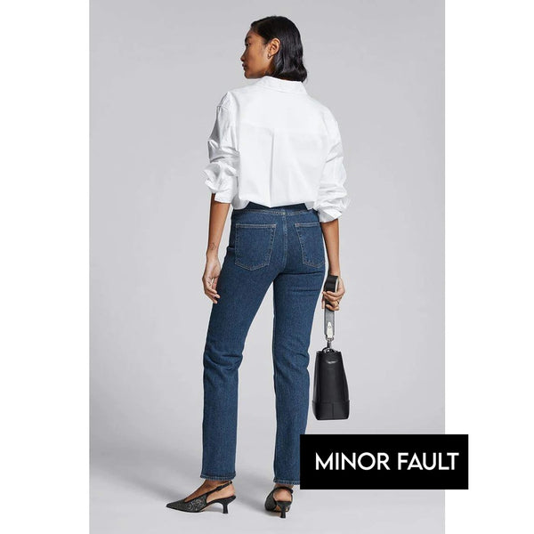 (Minor Fault) Dark Blue Slim Mom Jeans | Montivo Pakistan