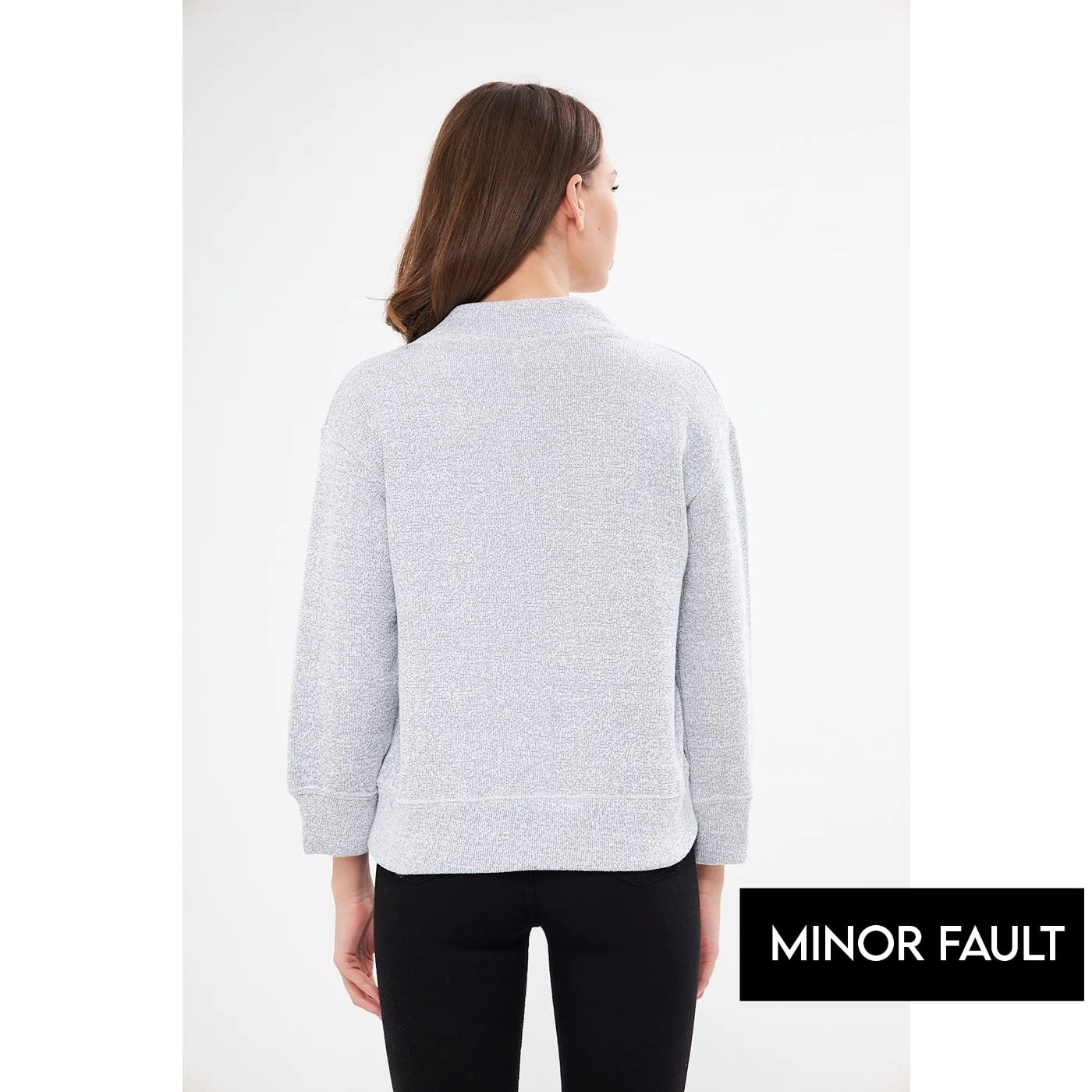 (Minor Fault) Grey V Neck Melange Sweatshirt | Montivo Pakistan