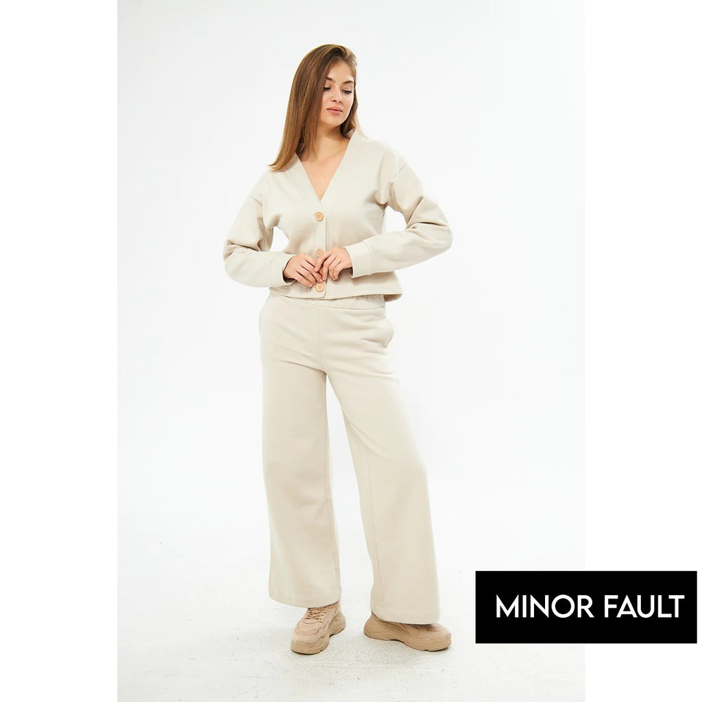 (Minor Fault) Cream Wide Leg Trouser | Montivo Pakistan