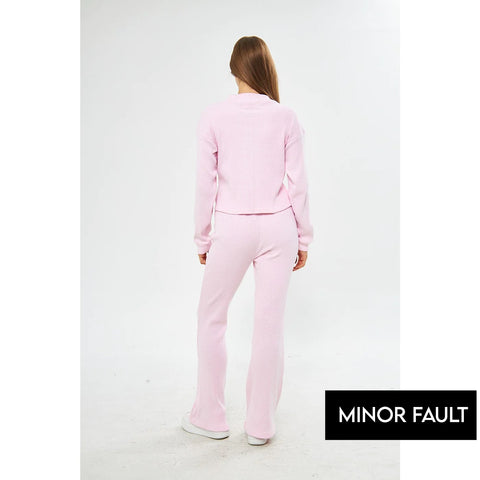 (Minor Fault) Pink Waffle Knit Button Down Cardigan | Montivo Pakistan