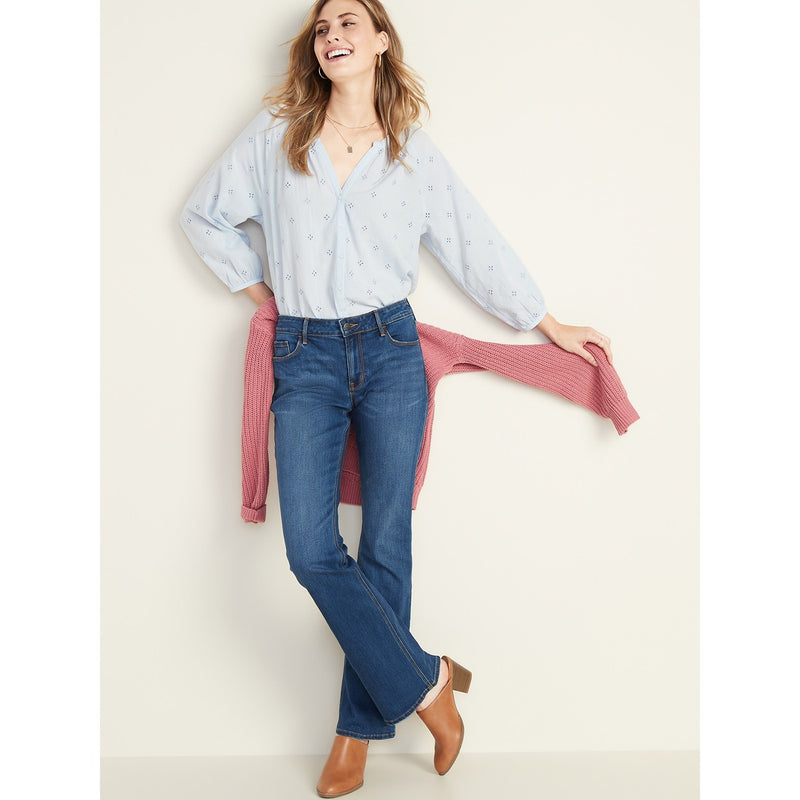 Mid Rise Dark Blue Micro Flare Jeans | Montivo Pakistan