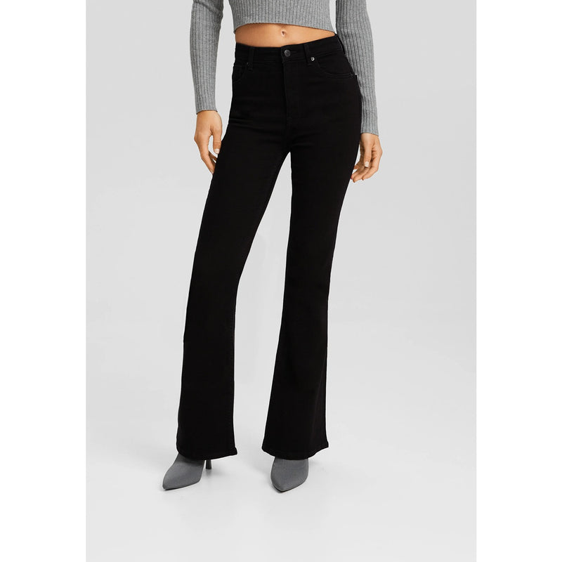 Black High Waisted Flare Jeans | Montivo Pakistan