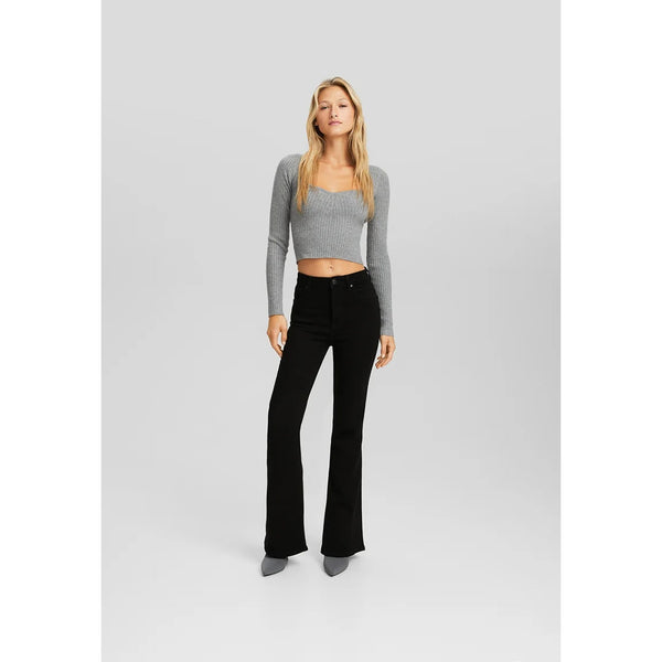 Black High Waisted Flare Jeans | Montivo Pakistan