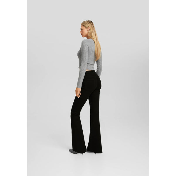 Black High Waisted Flare Jeans | Montivo Pakistan