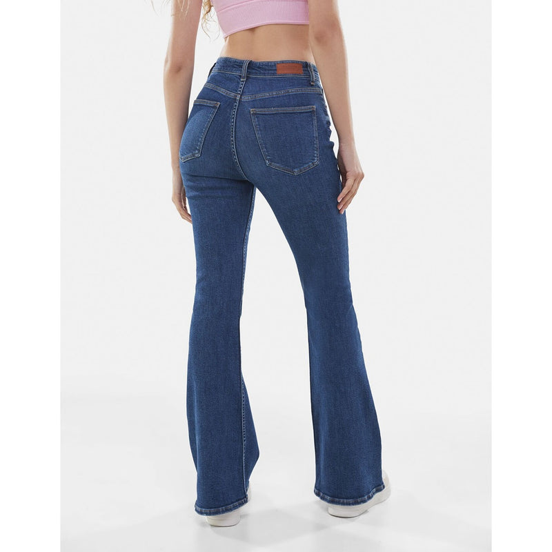 Blue High Rise Flare Jeans | Montivo Pakistan