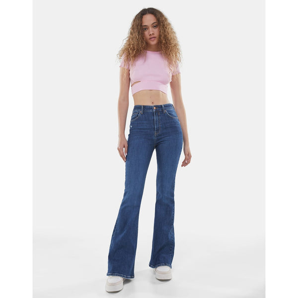 Blue High Rise Flare Jeans | Montivo Pakistan