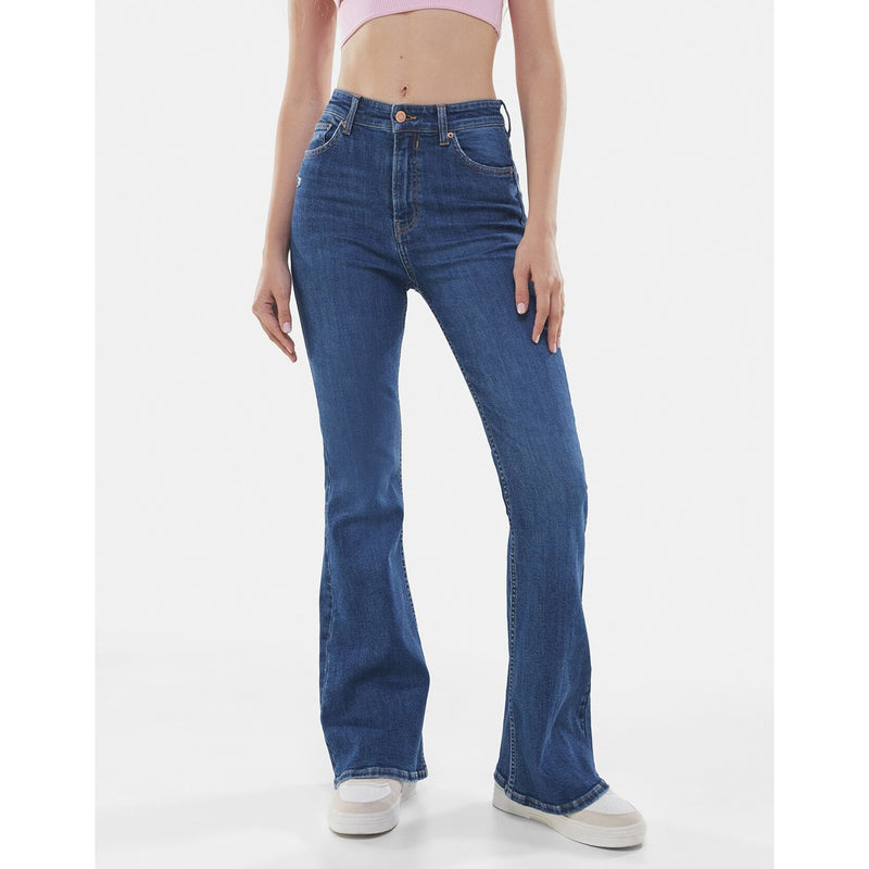 Blue High Rise Flare Jeans | Montivo Pakistan