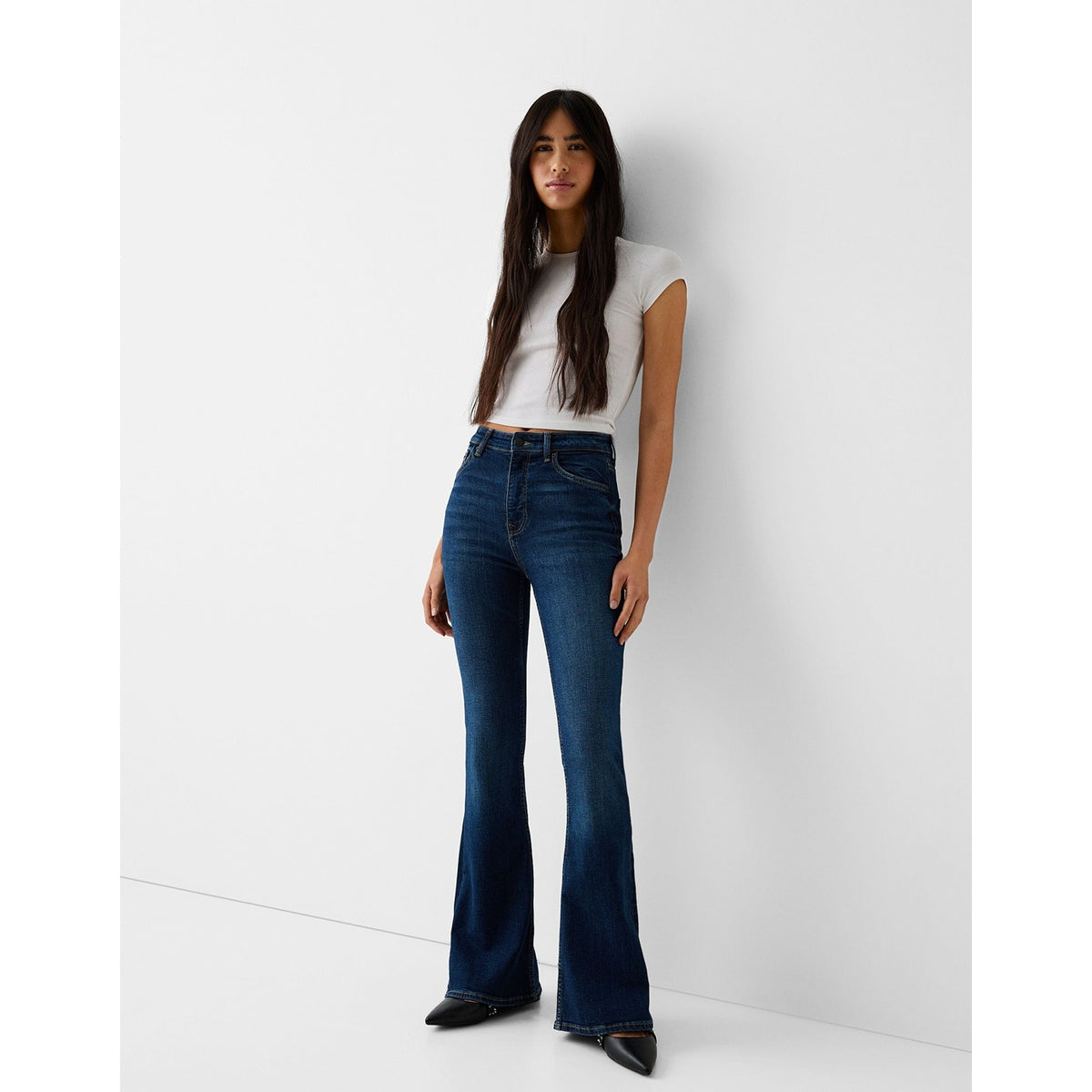 Dark Blue High Rise Flare Jeans | Montivo Pakistan