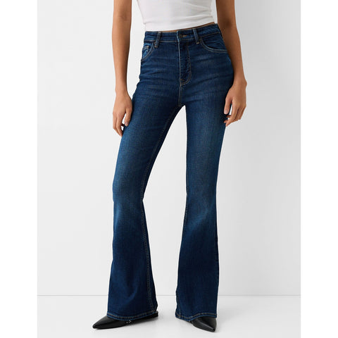 Dark Blue High Rise Flare Jeans | Montivo Pakistan