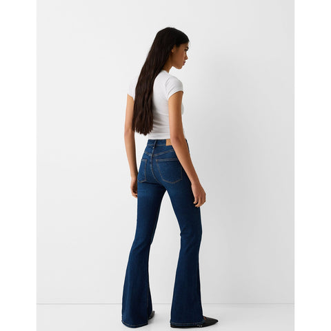Dark Blue High Rise Flare Jeans | Montivo Pakistan