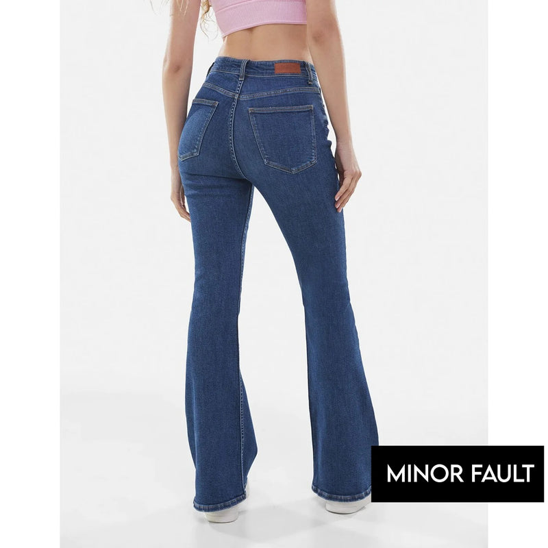 (Minor Fault) Blue High Rise Flare Jeans | Montivo Pakistan