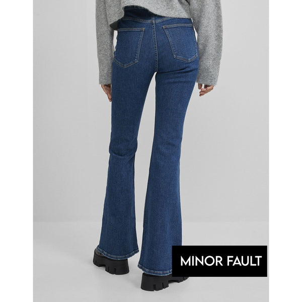 (Minor Fault) Mid Blue High Rise Flare Jeans | Montivo Pakistan