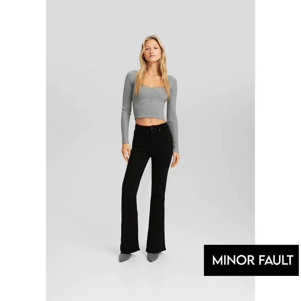 (Minor Fault) Black High Waisted Flare Jeans | Montivo Pakistan