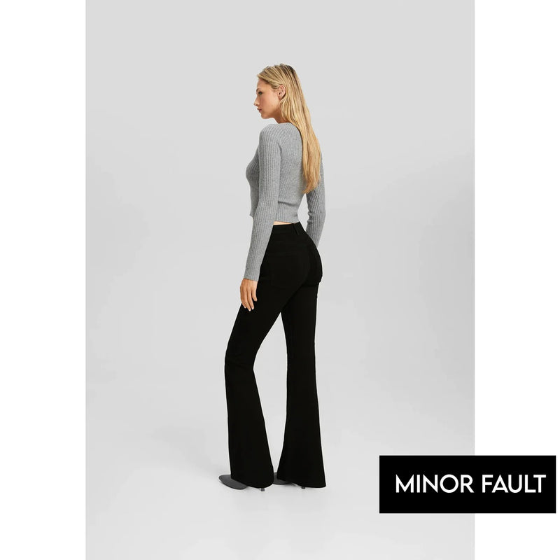 (Minor Fault) Black High Waisted Flare Jeans | Montivo Pakistan