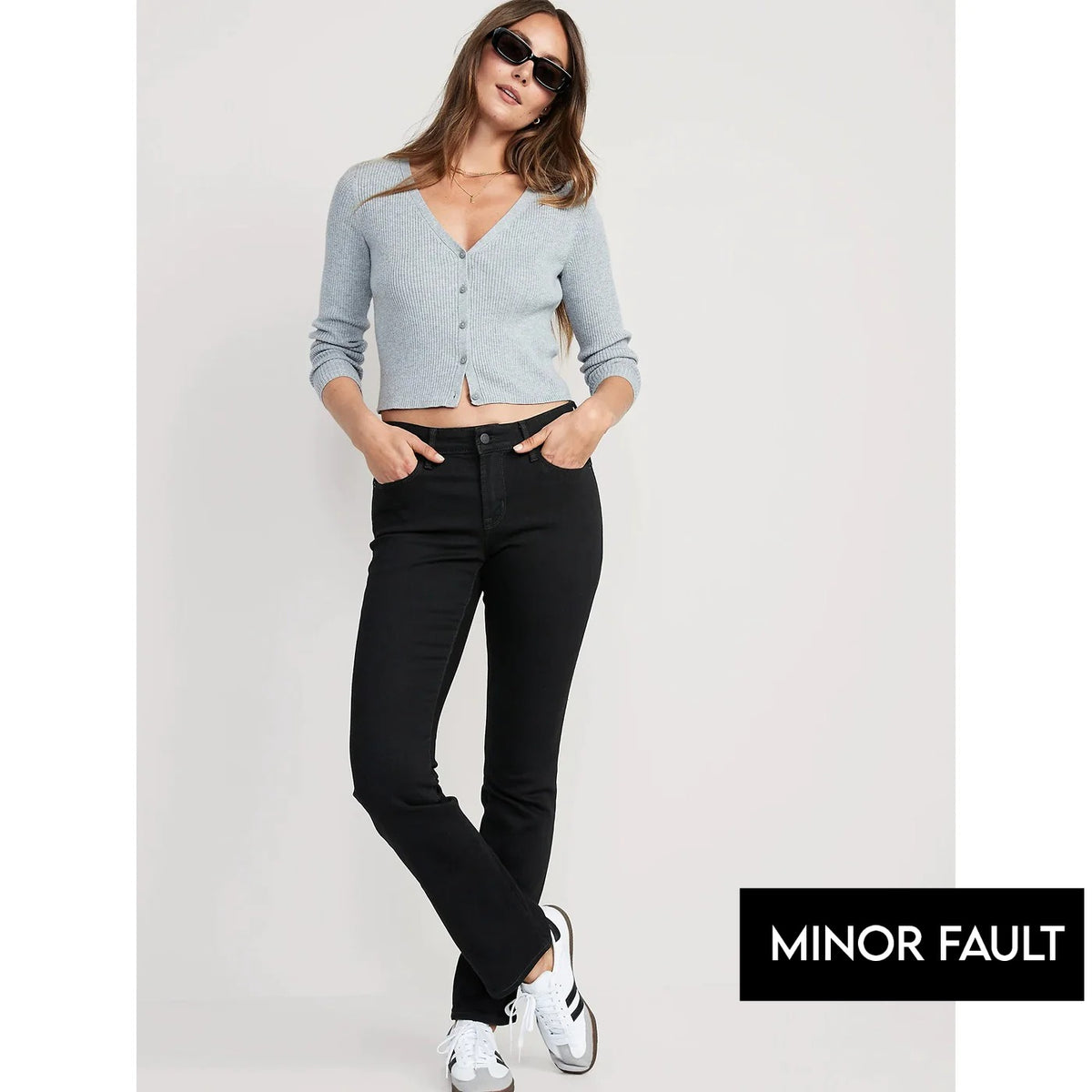(Minor Fault) Black Kicker Boot Cut Mid Rise Jeans | Montivo Pakistan