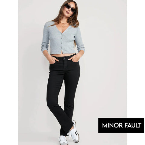 (Minor Fault) Black Kicker Boot Cut Mid Rise Jeans | Montivo Pakistan