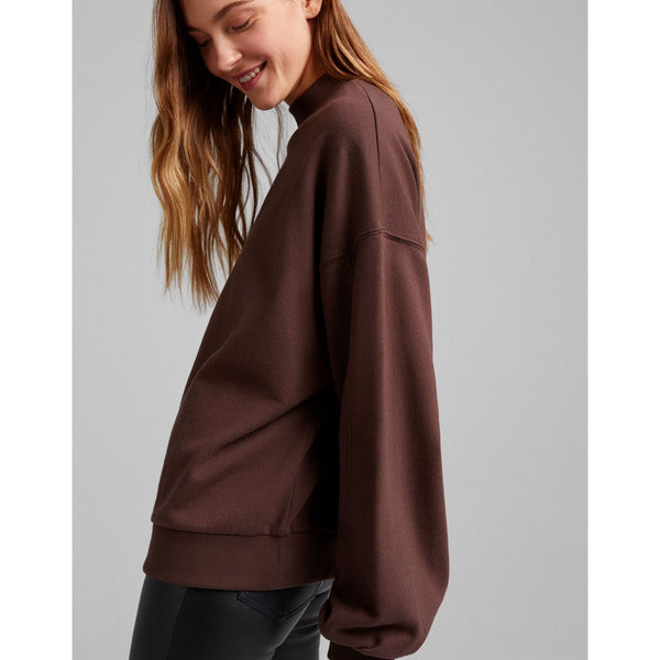 Brown High Neck Overszied Sweatshirt | Montivo Pakistan