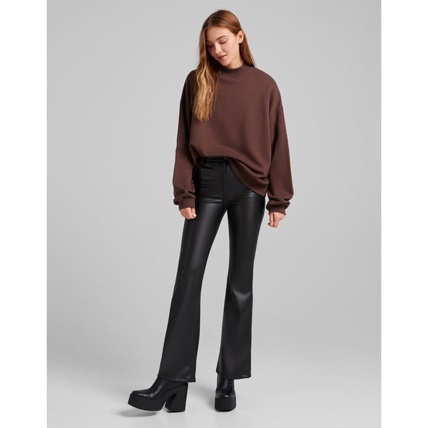 Brown High Neck Overszied Sweatshirt | Montivo Pakistan