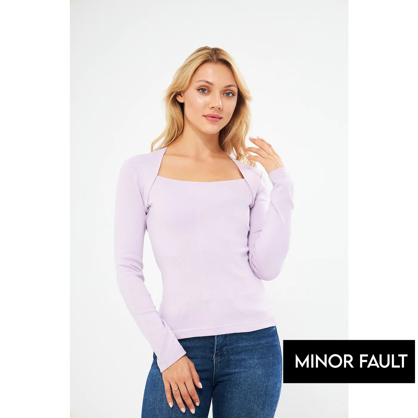 (Minor Fault) Lilac Rib Swan Neck Top | Montivo Pakistan