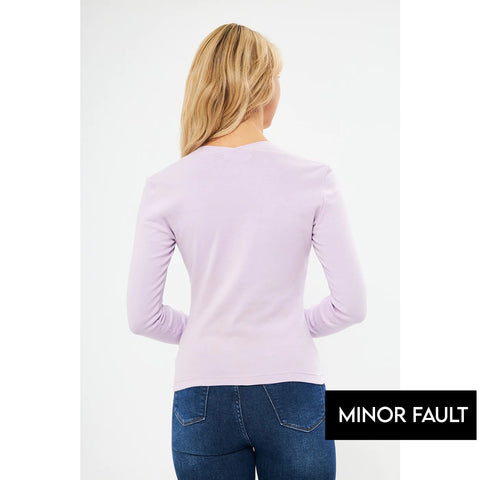 (Minor Fault) Lilac Rib Swan Neck Top | Montivo Pakistan