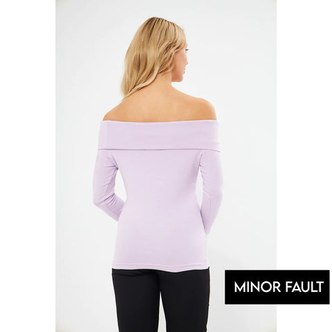 (Minor Fault) Lilac Rib Off-Shoulder Top | Montivo Pakistan