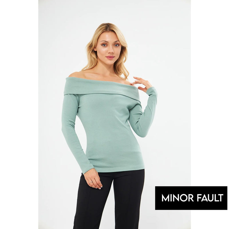 (Minor Fault) Opal Rib Off-Shoulder Top | Montivo Pakistan