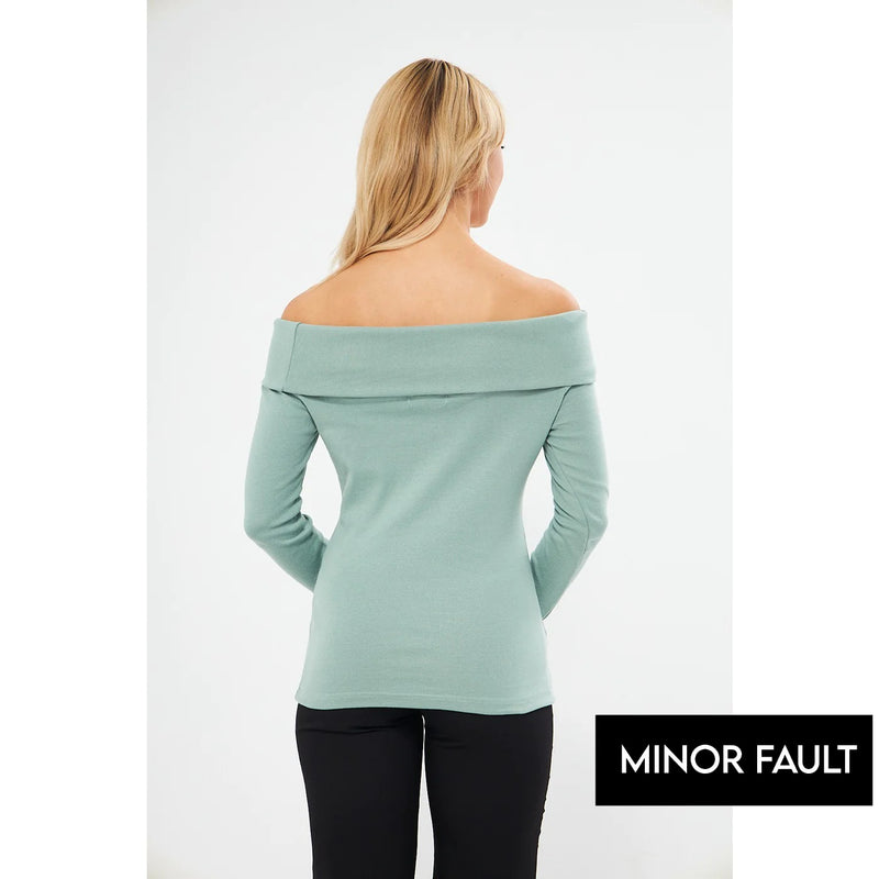 (Minor Fault) Opal Rib Off-Shoulder Top | Montivo Pakistan