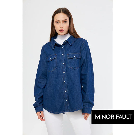 ( Minor Fault) Blue Oversized Denim Shacket | Montivo Pakistan