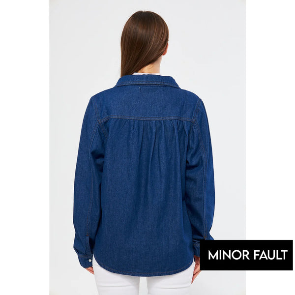 ( Minor Fault) Blue Oversized Denim Shacket | Montivo Pakistan