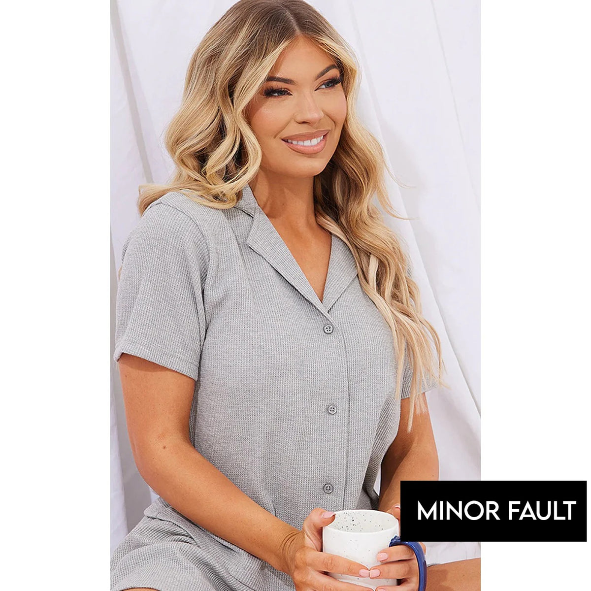 (Minor Fault) Grey Button Up Cardigan | Montivo Pakistan