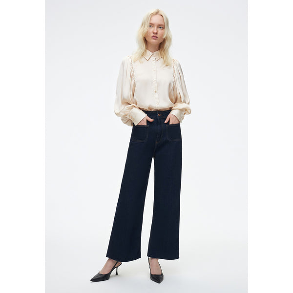 Dark Wash High Rise Wide Leg Jeans | Montivo Pakistan