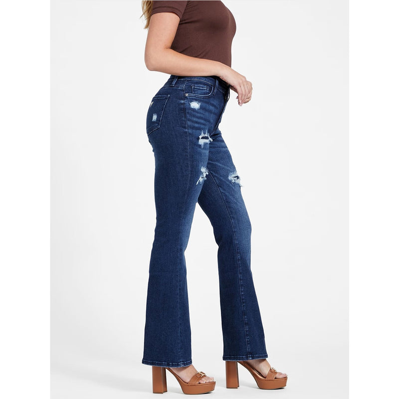 Blue Ripped High Rise Flare Jeans | Montivo Pakistan
