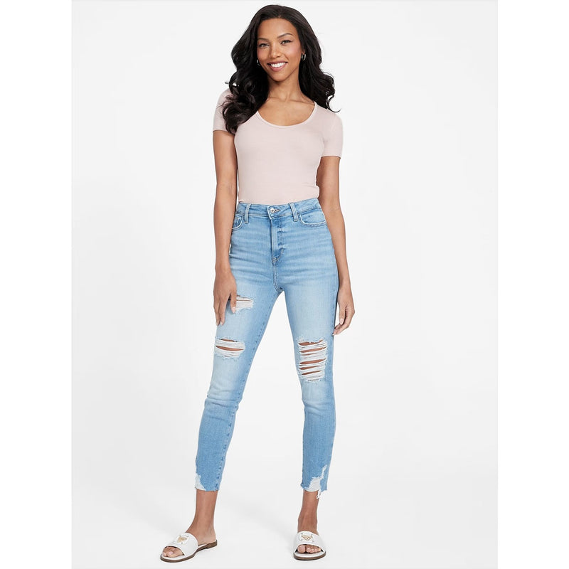 Light Blue High Rise Ripped Skinny Jeans | Montivo Pakistan