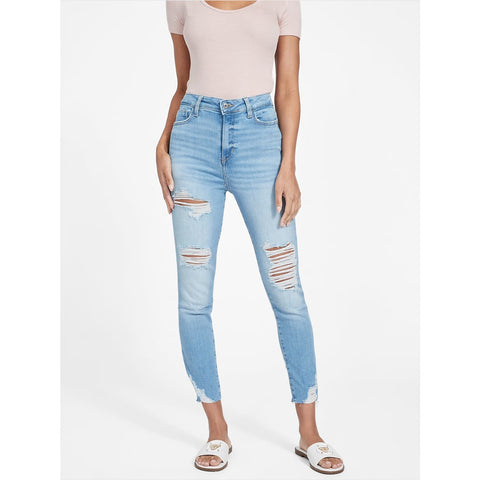 Light Blue High Rise Ripped Skinny Jeans | Montivo Pakistan