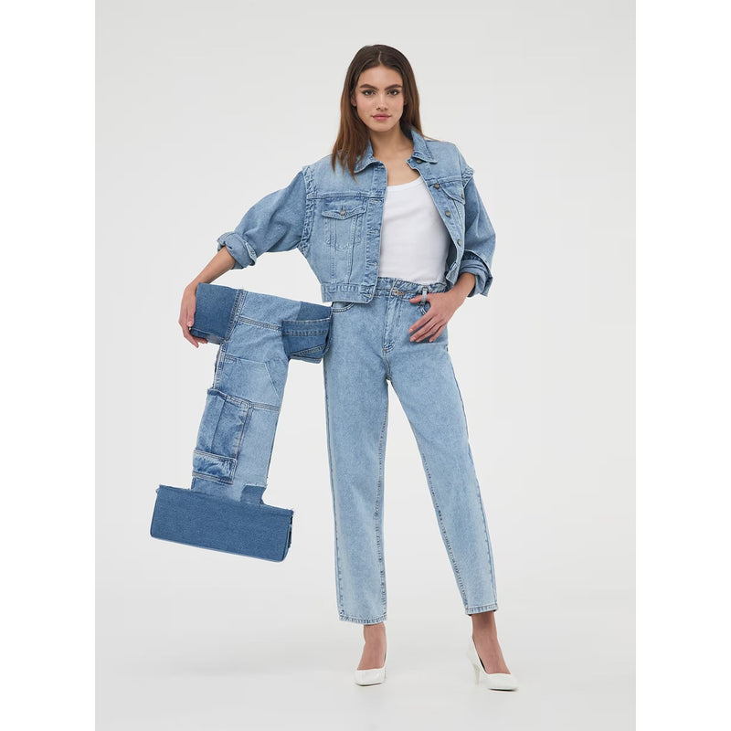 Light Blue Paper Bag Mom Jeans | Montivo Pakistan